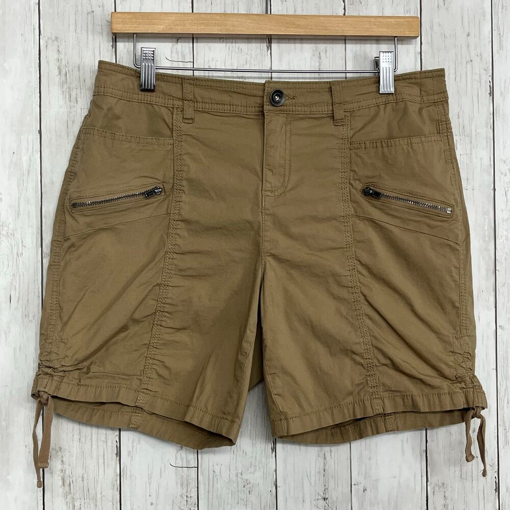 Style & Co Earthy Utility Shorts 10 Brown Neutral Minimalist Summer Cinch Leg